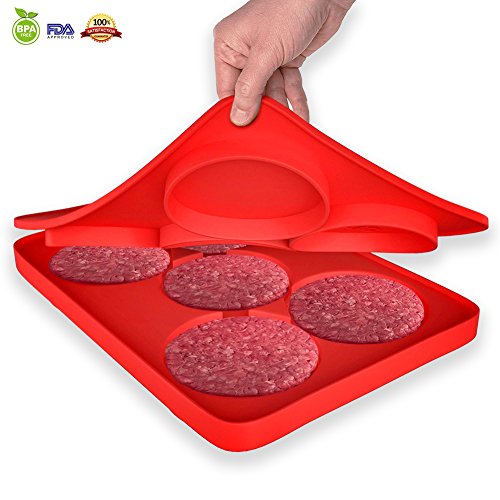 Silikon Burgerpresse set snaideal Hamburger BBQ Patty Maker Rund Burger Presse 5 in 1 Baby bereit Cookie Gefrier-Behälter