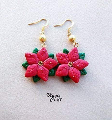 Stella Di Natale Con Perline.Orecchini Stella Di Natale In Pasta Polimerica Fimo Amazon It Handmade