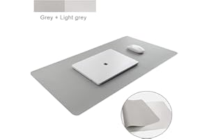 Dricar Desk Pad, Large Double-Sided Leather Office Desk Mat, Non-Slip Waterproof Keyboard Mouse Mat Desk Writing Pad for Office Home (80 X 40 cm/ 31.5 X 15.7 in, Grey+Silver)