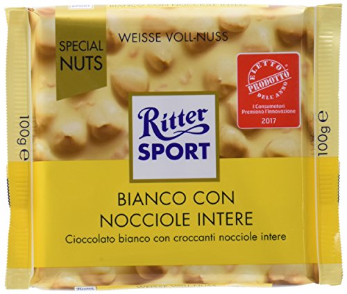 Ritter Sport Ciocco Bianco con Nocciole Intere - 100 g