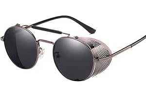 AidShunn Unisex SteamPunk Sunglasses Classic Retro Style Metal Round Goggle