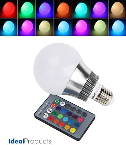 Ideal Products 16 Color Color-Changing LED Bulb with Remote Control and 10W Power (Equivalent to 40-60W in an Incandescent Lightbulb) with Thread Type E27. Romantic Atmosphere...[Energy Class C]