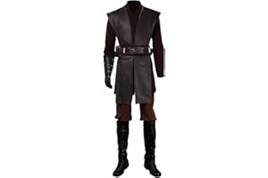 Taeyue Kostium męski Anakin Skywalker Darth Vader Cosplay zestaw na Halloween, karnawał, imprezę, garnitur dla dorosłych, brązowy