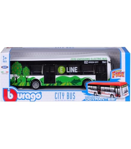 Bburago City Bus Flughafen-Shuttle - 1:64 Modellbus Mit öffnenden Türen