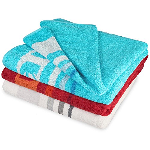 Saunatuch 80×200 saugfähige Baumwolle, flauschiges Frottee Badetuch Strandlaken, Herren u. Damen Frottiertuch 480g/m², Stripes CelinaTex 0002154 rot - 4