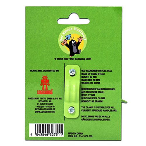 TV – Der Kleine Maulwurf – Pilz Retro Fahrradklingel aus massivem Stahl – grün – LOGOSHIRT - 2