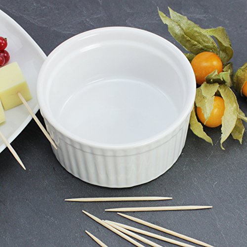 COM-FOUR® 6 Stück Ragout Fin Schalen, Auflaufform, Pastetenförmchen, Creme Brulee, weiß - 2