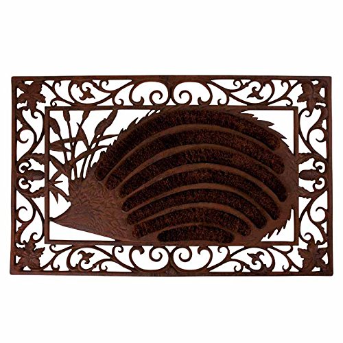 Esschert Design Schmutzfangmatte, zerbino Motivo Riccio in ghisa con Inserto in Cocco, Circa 73 cm x 46 cm