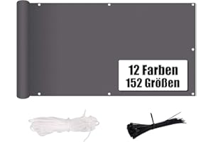 MENGH Balkon Sichtschutz Ohne Bohren (315 Größen & 6 Farben) Balkonverkleidung Wind- und UV-Schutz,160g/m², Mit Montagezubehör, 100% Polyester, für Balkongeländer, Terrasse & Garten
