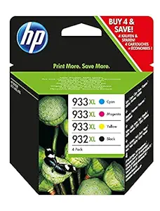 HP 932XL-933XL 4 Pack Set- Black and Color Inkjet Set 1 HP 932XL Black CB053AN