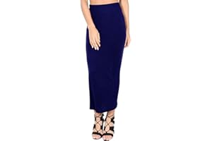 Fashion Star Womens Bodycon Plain Stretchy Pencil Midi Skirt