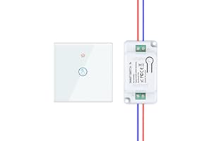HYHIOTS RF433 Kit d'interrupteur sans fil 230 V émetteur de sécurité et contrôleur récepteur 10 A, interrupteur sans fil, interrupteur mural, interrupteur tactile (blanc 1 V1)