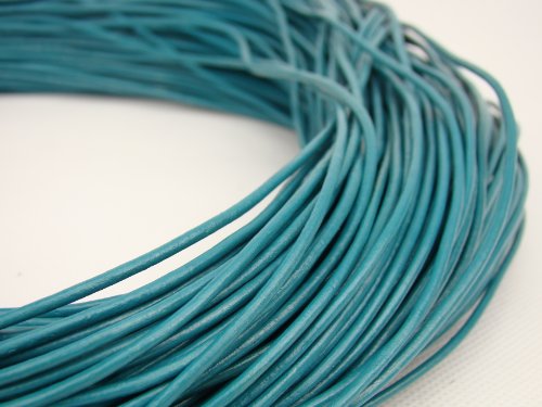 Lederband, Lederschnur, Lederriemen 10 m. Rund 2,0 mm. Türkis - 2