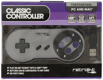 Nintendo Manette de jeu Super Nintendo (SNES) à branchement USB (PC, MAC)