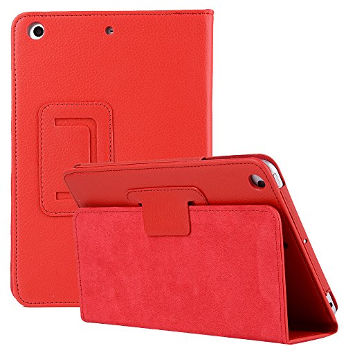 Preisvergleich Produktbild iPad Schutzhülle Handhülle, Miya Schutz Spezieller PU-Material Einfacher bequemer Stil Stoßfestes wasserdichtes Tablet PC-Gehäuse Mit Standfunktion Hülle(IPAD air / air2 / 2017 new / iPad 9.7 2018,Rot)