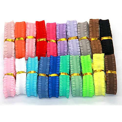 Ewparts 20 Yards * 13mm die Gummilitze Gummibänder Bunte Schnüren Sich Stretch Elastische Schnur Multifunktionsleiste für Mädchen Pferdeschwanzhalter Haar Krawatten Hairbands Nähmaterial 13mm - 3