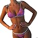 Produktbild Damen Bikini-Set Internet Gedruckter Push-Up Gepolsterter BH Strand Bikini Set Badeanzug (M, hot pink)