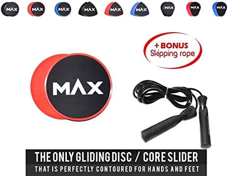 Core Sliders Exercise Gliding Sliding Discs ✓ Crossfit Cross Training Fitness Abdominal Core Workout 5 In 1 Set ✓ BONUS Skipping Rope ✓ E-book ✓ Video (Red Circle Shaped, Core Slider Bundle)