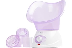 LIVIVO Face Spa Facial Steamer and Nasal Steam Inhaler Set - 2-in-1 Aromatherapy Sauna for Sinus, Cold & Flu Relief and Deep Cleansing Face Steamer with Dual Nose Cones (Purple)