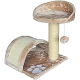 Katzenbaum Katzenbaum mit Kratzbrett Aufsichtsplatform Höhe ca. 43 cm Farbe beige, Bodenplatte 35 x 35 cm, Sisalsäule Durchmesser 8 cm, Kratzbaum, Model 6100