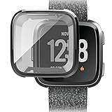 Vovotrade Ultradünne weiche Beschichtung TPU Schutz Silikonhülle für Fitbit Versa (Schwarz)