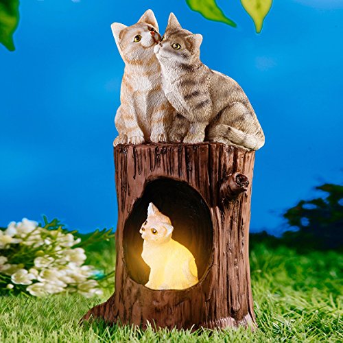 Preisvergleich Produktbild Solar-Katzenfamilie , Garten Dekoration aus Kunststein