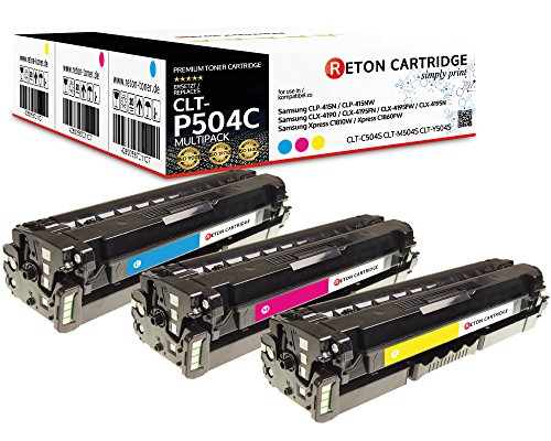 3 Original Reton Toner mit 35% mehr Leistung nach ( ISO-Norm 19798 ) kompatibel zu CLT-C504C CLT-M504C CLT-Y504C für Samsung CLP-415N CLP-415NW CLX-4190 CLX-4195FN CLX-4195FW CLX-4195N Samsung Xpress C1810W C1860FW