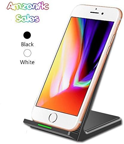 Fast Wireless Charger, Amzontic Sales 2 Coils QI Wireless Charging Phone Stand for Apple iPhone X/ 8/ 8 Plus,Samsung Galaxy S9 S9 Plus S8 Note 8, S8 Plus, S7, S7 Edge Note 5 S6 Edge Plus (Black)