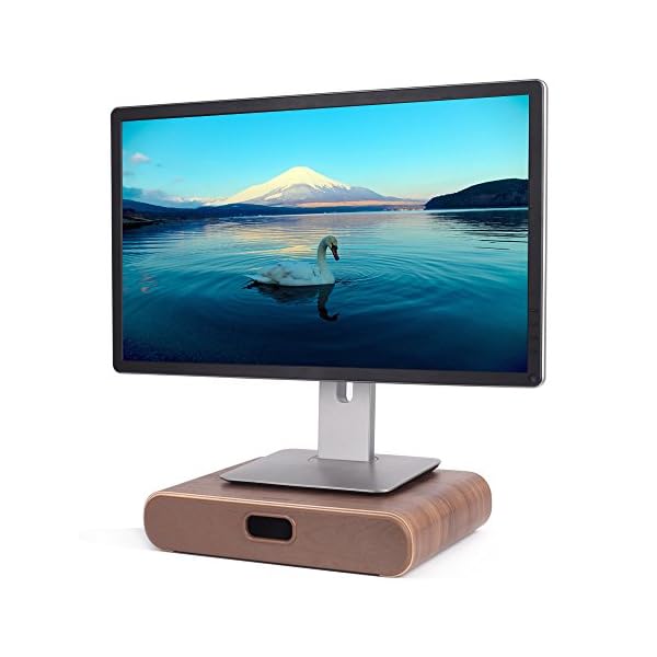 SAMDI Universal Wooden Computer Monitor Stand with Drawer Heighen Dock Holder Rise Stand Display Bracket for iMac PC Desktop - Image 5