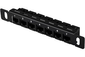 GeeekPi 18-cm 0,5U 7-ports patchpanel, CAT6 nätverkspatchpanel för DeskPi RackMate TT Serverkabinett