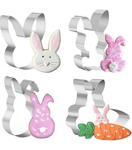 Set 4 Tagliabiscotti A Coniglio Trixes Pasqua – Stampi In Acciaio Inox Per Biscotti, Pasta E Fondente, Misure 80-94 Mm, Bordo Liscio