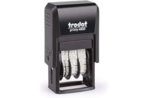 Trodat Printy 4850/L2 PAID Date Stamp - Self Inking Dater with Blue PAID and Red Date - 25 x 4 mm Impression, 3.8 mm Date, 10 Year Band for Office Finance Use