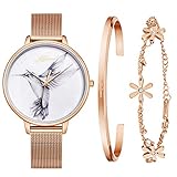 Kaifanxi Damen Quarz Armbanduhr elegant anmutig Vogel im Zifferblatt mit Geschenk Armband für Damen Saphirglas und Poliertes Edelstahl Webe Band