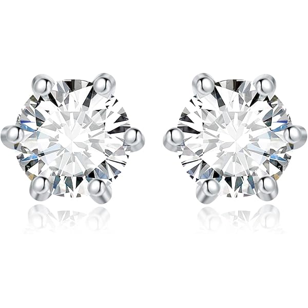 KRFY Orecchini Moissanite donna 1/2ct Brillante Taglio Rotondo D Colore VVS1 Diamanti Creati 18K Placcato Oro Bianco Orecchini Moissanite uomo in Argento 4mm