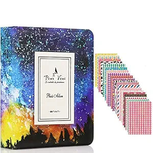 Big Trend 64 Pockets Mini Photo Album for Fujifilm Instax Mini 7s 8 8+ 9 25 26 50s 70 90 Instant Camera & Name Card (Starry Sky-2, 64 Pockets)