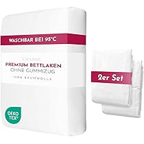 Clinotest Premium beddengoed zonder elastiek, 100% katoen, set van 2