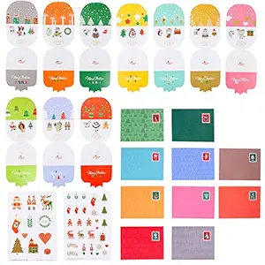 2 Set Lovely Christmas Greeting Cards Xmas Envelopes with Adorable Stickers