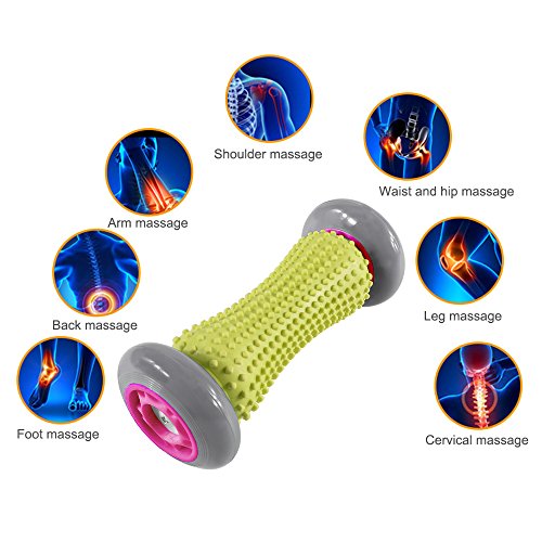 iRegro Muskel Roller Stick, Hand und Fuß Massage Roller, faszien rolle fussroller massage stick, Trigger Point Massageroller, Handgelenke und Unterarme Übungsroller, Recovery Tool für Plantar Fasciitis, Fersenschmerzen (Grau Rad) - 2