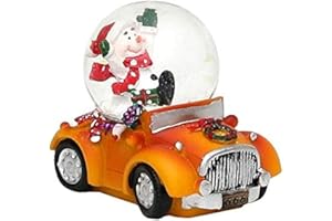 Dekohelden24 Children's Snow Globe, Cars in Orange with Santa Claus, Dimensions H/W/Diameter Ball: Approx. 8 x 5.5 cm/Diameter 4.5 cm