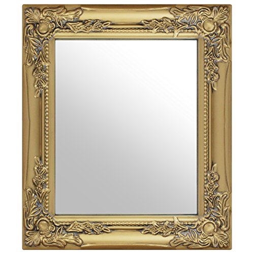 Wandspiegel mit Verzierungen im Barock-Stil 32x27cm Gold Hängespiegel Flurspiegel Frisierspiegel