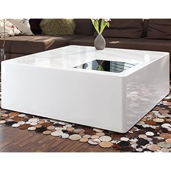 Edler Couchtisch CUBUS 120cm Hochglanz weiß Holztisch Wohnzimmertisch