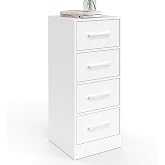 IDMarket UPPAH 4 Drawer Side Cabinet, Wood, White | Length 30 x Width 30 x Height 80 cm, Bathroom Entrance Mop