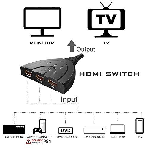 HDMI Switcher 3 Anschlüsse 1080P HDMI Schalter Selector vergoldet HD HUB SWITCH Anschluss für HDTV PC Projektor PS3 PS4 Xbox STB Marken Dragon Trading - 4