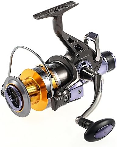 Spinning Carp Fishing Reel for Saltwater Freshwater with 9+1 Ball Bearings Interchangeable Handle Silver KS3000