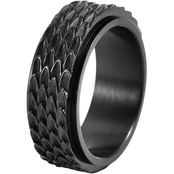 Metal Masters Men's 8MM Black Stainless Steel Spinner Ring - Size 8, Fidget Ring Band, Hypoallergenic