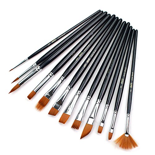 SUMERSHA Nylonhaar Pinselset Ölmalpinsel Künstler Aquarell Acryl Ölmalerei Supplies 12pcs - 7
