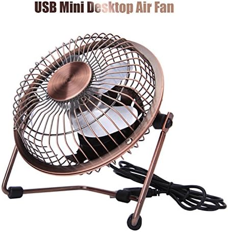 Xutu Electric Personal Metal Fan Laptop Computer PC Cooler Cooling Desktop Fans Powerful Airflow Adjustable and Portable with Switch on/off for Desktop Laptop Office &amp; Travel, Retro Designed Copper Color