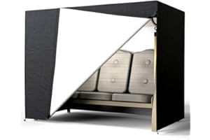 Judy1980 Housse Balancelle Jardin 3 Places,Bâche de Protection Balançoire 420D Oxford Imperméable Anti-UV,Anti-Poussière 220x125x175CM (Noir)