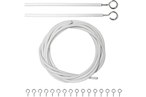 ARMO HOME Armo® 2M Net Curtain Wire And Hooks Set Multipurpose 2 Meter Long Window Net Curtain Wire With 8 Eyes & 8 Hooks