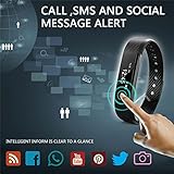 veryfit Smart-Fitnessuhr, mit Schrittzähler/Schlafüberwachung, Armbanduhr im „Alta“-Stil, schwarz